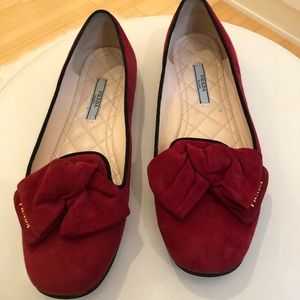 Deep Red Suede Prada Flat Size 37